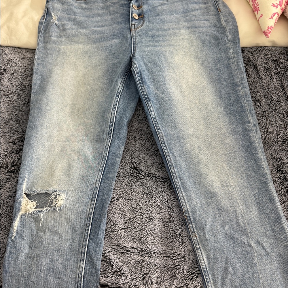 VERVET BY FLYING MONKEY Light Blue Distressed Boyfriend Jeans